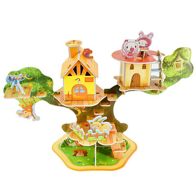 

Gotoamei 3D DIY Puzzle Castle Model Cartoon House Assembling Paper Toy Kid Early Learning