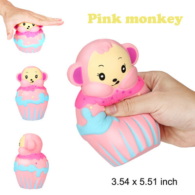

Gotoamei Stress Reliever Pink Monkey Scented Super Slow Rising Kids Toy Cute Squeeze Toy