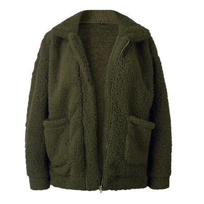 

Fashion Woman Fake Fur Coat Loose Long Sleeve Warm Fleece Basic Jacket Outwear