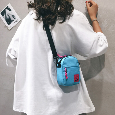 

Korea chic soft sister girl mini bag female 2019 new solid color wild nylon shoulder bag Messenger bag