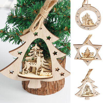 

Wooden Snowflake Merry Christmas Tree Hanging Ornament Pendant Home Decor Sale