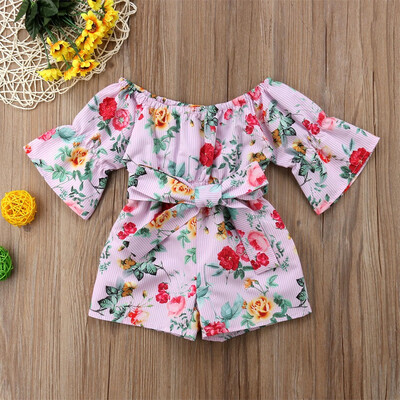 

Summer Toddler Kids Baby Girl Off The Shoulder Romper Jumpsuit Playsuit Sunsuit