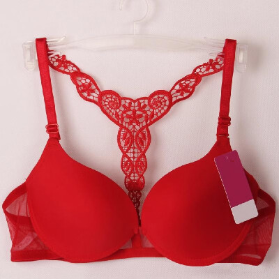 

Fashion Women Bra Front Closure Sexy Lace Racer Back Smooth Surface Push Up Underwear Lingerie