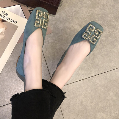 

Square-headed single shoe womens spring shoes womens shallow flat-soled ladle shoes evening shoes