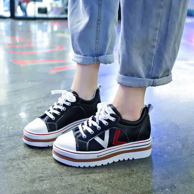 

Small white shoes with muffin bottom increase in autumn Korean version of Joker Harajuku casual thick sole shoe tide