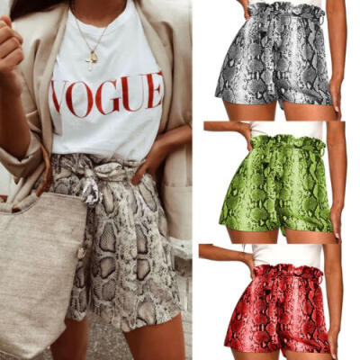 

Plus Size Women High Waisted Stripe Shorts Summer Casual Tie Belt Hot Pants New