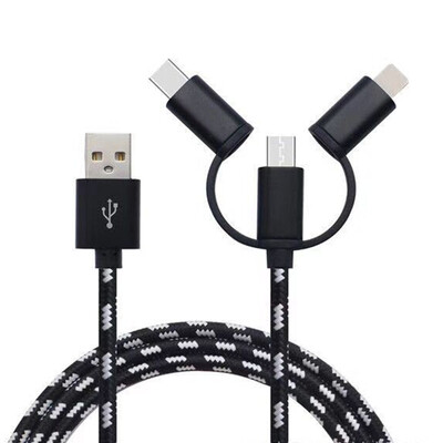 

USB to Type C 8 Pin Micro 3 in 1 Multiple 24A USB Charging Cable for iPhone X 8 Galaxy S8 Huawei Mate 9 Xiaomi 6