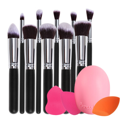 

10Pcs Makeup Brush Spong Puff Canvas Bag Make up Kit Set