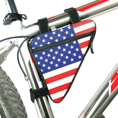 

American Flag Waterproof Triangle Cycling Bicycle Bags Front Tube Frame Bag Mountain Triangle Bike Pouch Holder Saddle Bag