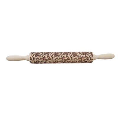 

〖Follure〗Rolling Pin Engraved Carved Wood Embossed Rolling Pin Kitchen Tool