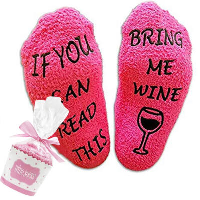 

If You Can Read This Bring Me Wine Funny Letter Winter Women Thick Warm Socks