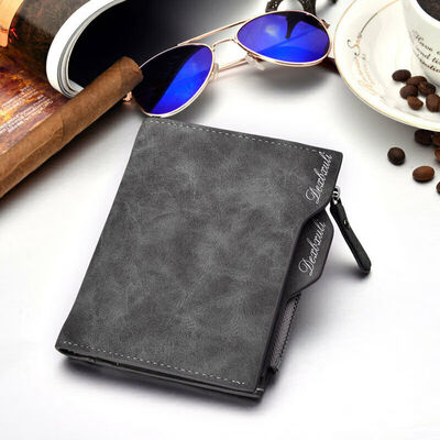 

Brand New Fashion Mens Wallets Leather Bifold Wallet Money Holder Clutch Pockets Purse Pure Color Solid Zipper Fashion Hot 2019