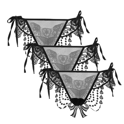 

Toponeto New Women Sexy Lace Mesh Bandage Lingerie Underwear Thong G-String Underpants