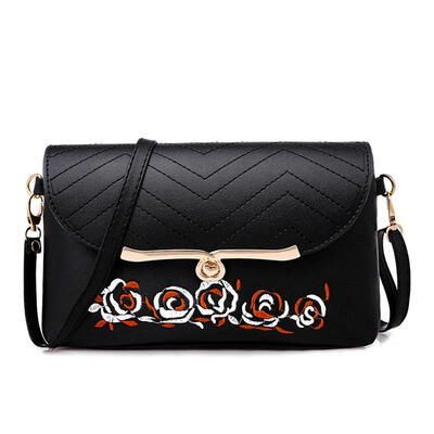 

Flower Embroidery Shoulder Packs Casual PU Leather Women Crossbody Bags