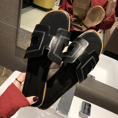 

Summer sandals&slippers women wear fashion lazy slippers with flat soles dragging H slippers