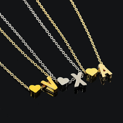 

European&American fashion jewelry simple heart letter pendant necklace temperament wild letter love clavicle chain necklace