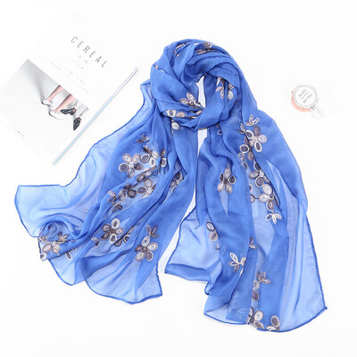 

New spring&summer simulation silk embroidered silk scarf long retro embroidery scarf air conditioning shawl simulation silk scarf