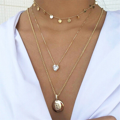 

Vintage Leaf Cross Heart Pyramid Ancient Egyptian Pharaoh Pendant Multilayer Gold Necklace Punk Lady Jewelry Women Necklace Set