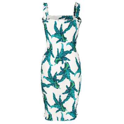 

Women Summer Fashion Concise All-match Leaf Pattern Slim Fit Sexy Sleeveless Dresses