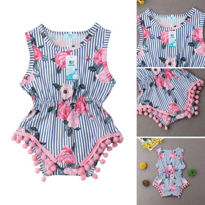 

Newborn Infant Baby Girl Floral Romper Bodysuit Jumpsuit Tassel Sunsuit Clothes