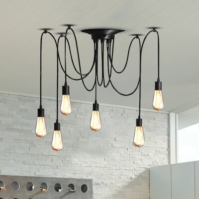 

Gobestart Ajustable DIY Ceiling Spider Light Rustic Chandelier Industrial Hanging Light