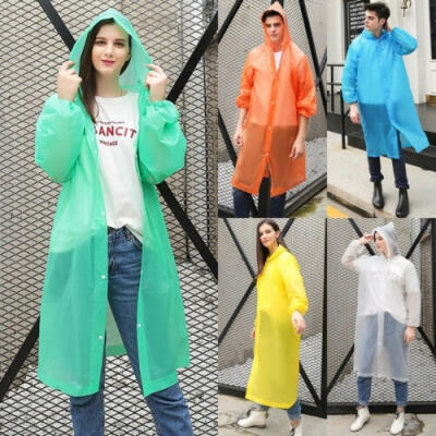 

UK Waterproof Jacket Clear PVC Raincoat Rain Coat Hooded Poncho Rainwear Unisex