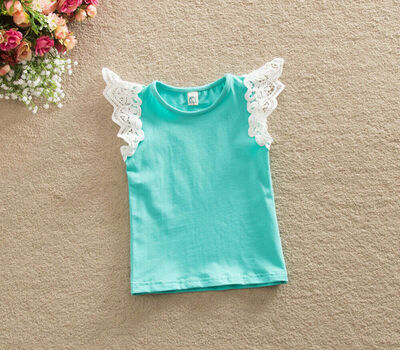 

Lovely Toddler T-shirt O-Neck Tops Kids Baby Girl Lace Short Sleeve Blouse