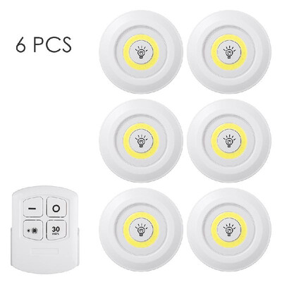 

45v 1W COB LED Puck Light 6 Pack with Remote Controller Brightness Adjustable Wireless Dimmable Touch Sensor Control Night Lamp U