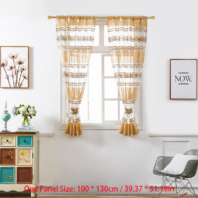 

Horizontal Stripe Sheer Curtain Window Screening Window Rod Pocket Curtain Panel for Living Room Bedroom Dining Room 39"X51" 1 Pan