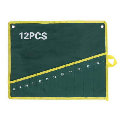 

1Pc Durable Canvas 6810121425 Pockets Spanner Wrench Tool Roll Up Storage Bag GreenWrench Tool Storage BagWrench Bag