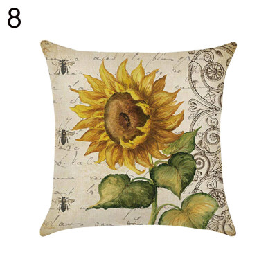 

Vintage Flower Peacock Feather Linen Pillow Case Cushion Cover Sofa Home Decor