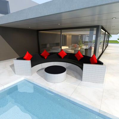 

6 Piece Garden Lounge Set with Cushions Poly Rattan White