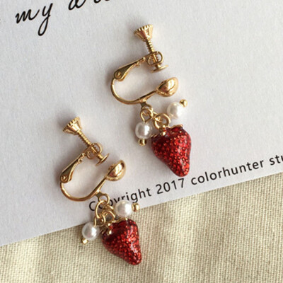 

Cute Fruit Strawberry Alloy Drop Hook Dangle Earrings Women Punk Fashion Jewelry