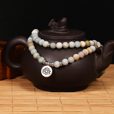 

8mm Silver Alloy Buddha Head Charms Natural Stone Beads Bracelets