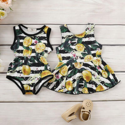 

New Toddler Kids Baby Girls Clothes Outfits Lemon Romper Jumpsuit Dress Bodysuit