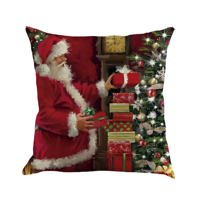 

Tailored 1PC Happy Christmas Pillow Cases Linen Sofa Cushion Cover Home Decor Pillow Case