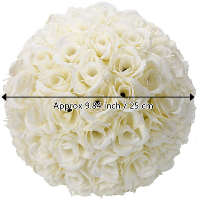 

5 pcs of 10" Flower Kissing Ball Wedding Satin Rose Party Home Decor Ivory White