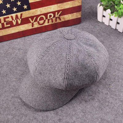 

Hat Female Autumn&Winter Chao Baitao British Beret retro wool octagonal hat Japanese fashion duck tongue hat