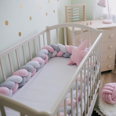

2M Baby Bumper Bed Braid Knot Pillow Cushion Bumper for Newborn Baby Crib Protector Cot Knotted Braid Weaving Bumper Room Decor