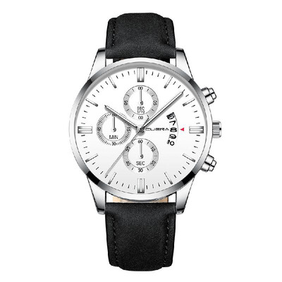 

CUENA Men Fashion Leather Band Quartz Watch Simple Calendar Business Watches Casual Big Dial Wrist Watch