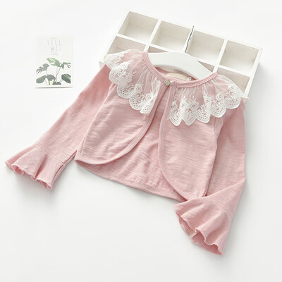 

Children Kids Clothes Autumn Baby Girl T-shirt Solid Lace Cardigan Cute Tshirt Casual Fashion Long Sleeve Shirt Pink Coat