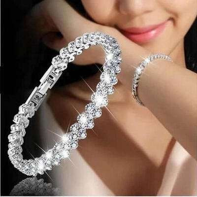 

Fashion Woman Gold Silver Crystal Diamond Cuff Bracelet Bangle Chain Gifts