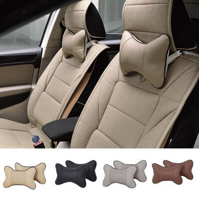 

Details about Travel Car Auto Seat Head Neck Rest PU Leather Cushion Pad Headrest Pillow New