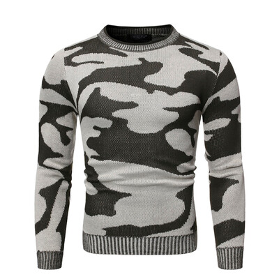

Toponeto Mens Autumn Winter Casual Camouflage Long Sleeve Pullover Knitted Sweater Top