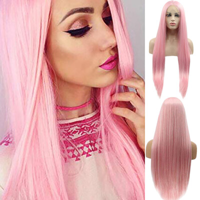 

〖Follure〗Lace Front Wigs Pink Wig Synthetic Wigs Natural Long Straight Hair for Women