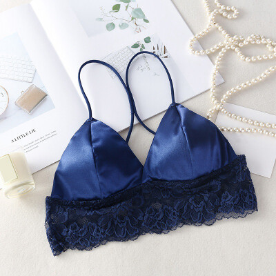 

Summer New Beauty Back Lace Tube Top Camisole Solid Color Thin Shoulder Strap Padded Bra