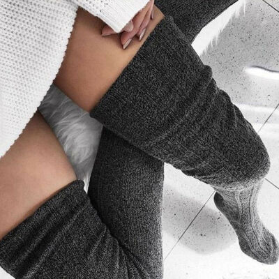 

Women Lady Wool Warm Knit Over Knee Thigh High Stockings Socks Pantyhose Tights