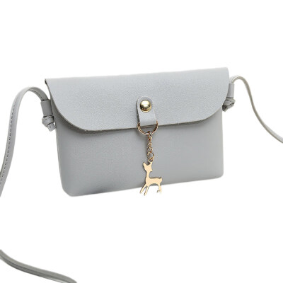 

Fashion Women Mini Faux Leather Crossbody Shoulder Bag with Cartoon Deer Pendant