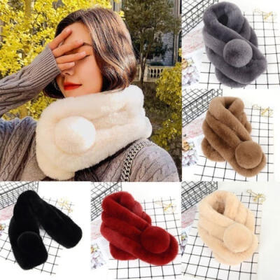 

Women Fashion Plush Rex Rabbit Hair Scarf Shawl Thickened Fur Collar Scarf Warm