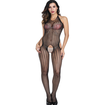 

Toponeto Women Open Crotch Bodystockings Perspective Halter Underwear Pajama